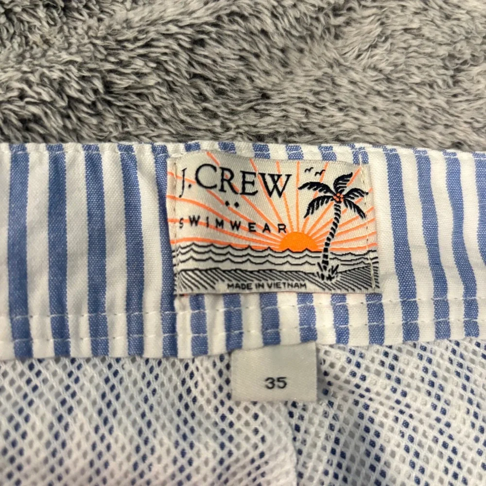 J Crew Swimwear Mens Striped Board Shorts 35 Seersucker Preppy Nautical 21252